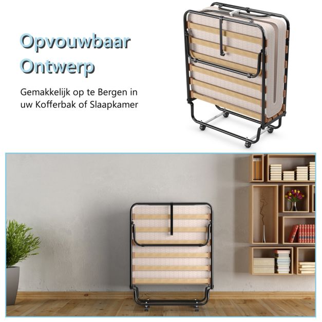 Lit Coast - Pliable - Jusqu'à 120kg. - Matelas à mémoire de forme inclus - 80 x 190 x 39 cm - Beige
