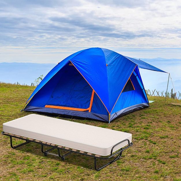 Lit Coast - Pliable - Jusqu'à 120kg. - Matelas à mémoire de forme inclus - 80 x 190 x 39 cm - Beige