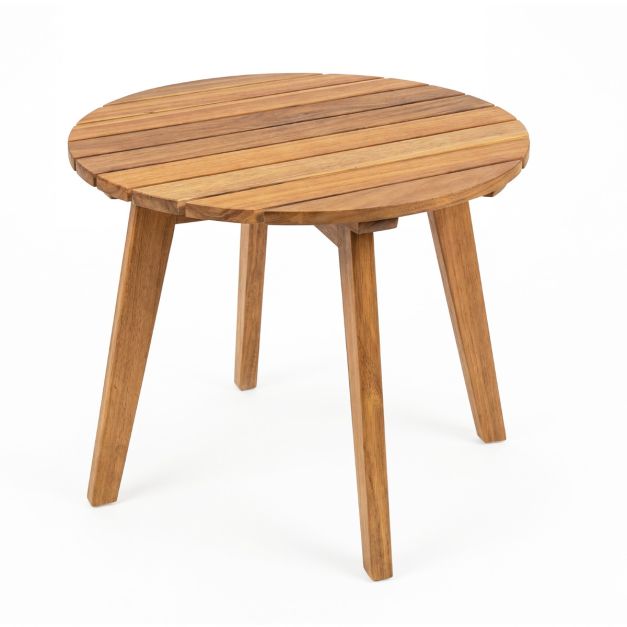 Coast Side Table Natural - Table de jardin ronde en bois d'acacia - 43 x 43 x 35 cm