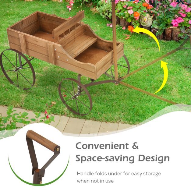 Costway Jardinière - Avec poignée et roues - 62 x 34 x 60 cm - Marron