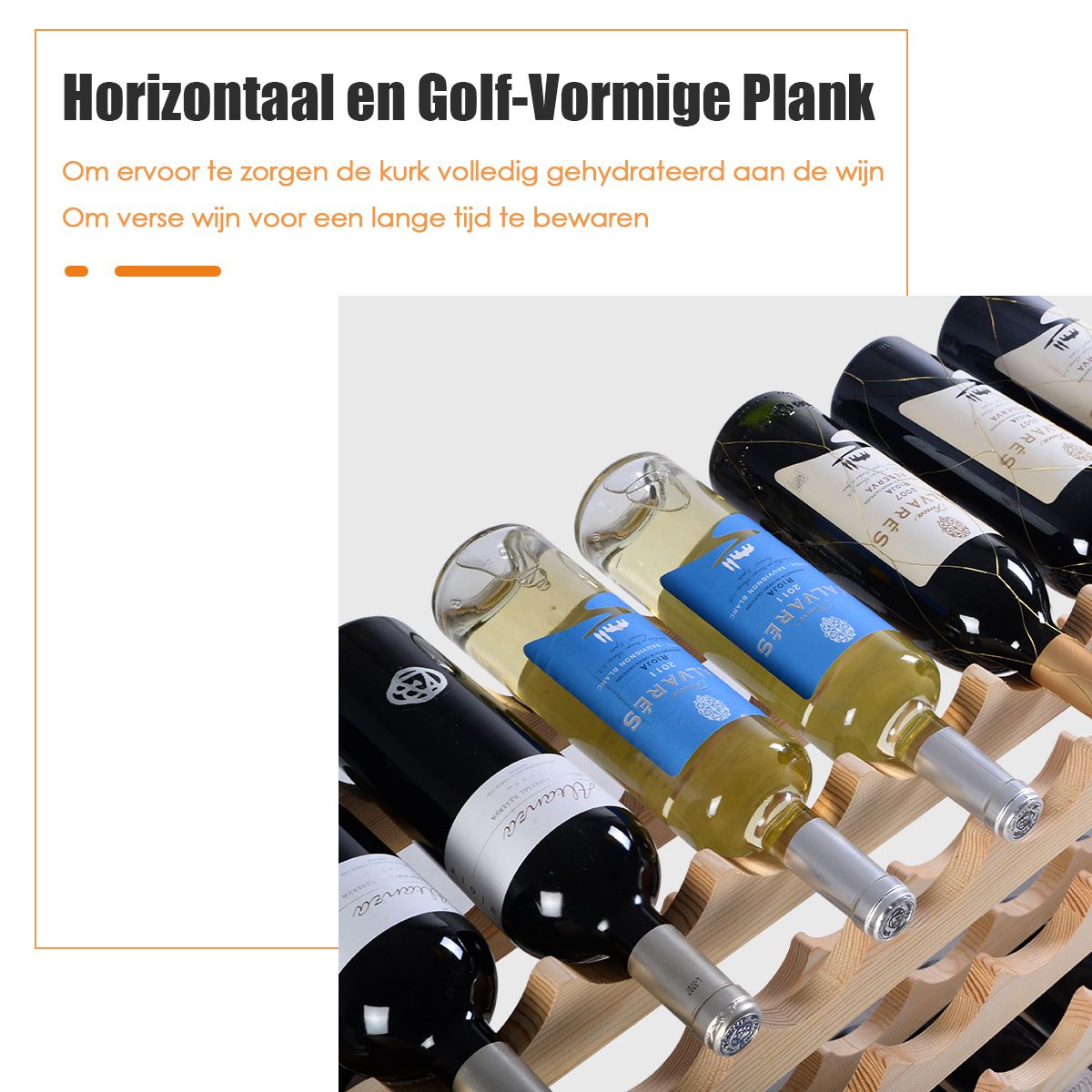 Coast Wooden Bottle Rack - Capacité pour 72 bouteilles - 6 niveaux - 119 x 29 x 72 cm - Bois de pin