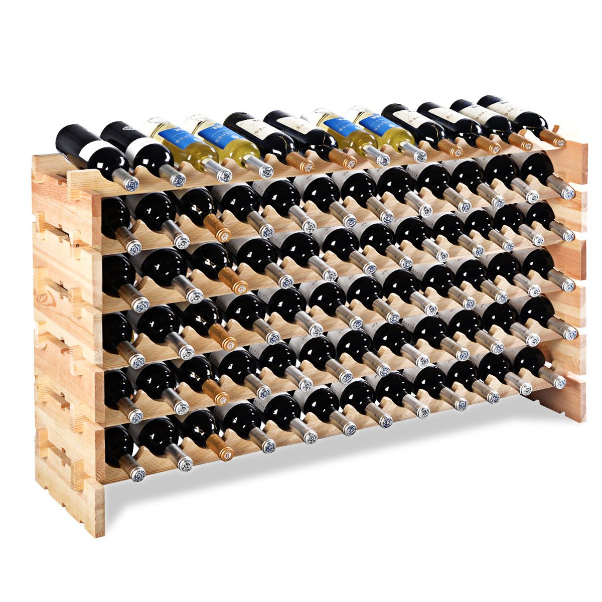 Coast Wooden Bottle Rack - Capacité pour 72 bouteilles - 6 niveaux - 119 x 29 x 72 cm - Bois de pin
