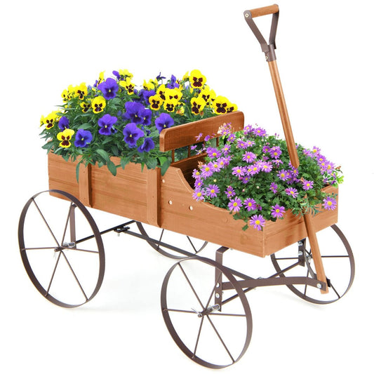 Coast Wooden Plant Trolley with 2 Sections and Wheels - 62x34x61 cm - Orange