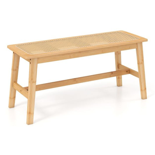 Chaise de salle à manger en bambou Coast - Assise en rotin tressé à la main - 100 x 35 x 45 cm - Couleur naturelle