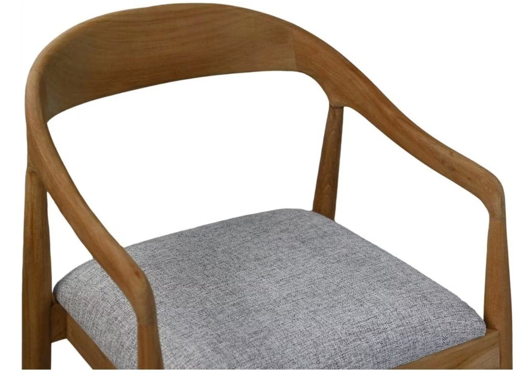 Hsm Collection Chaise de salle à manger Modena - Teck et gris - Design intemporel - 55 × 41 × 78 cm