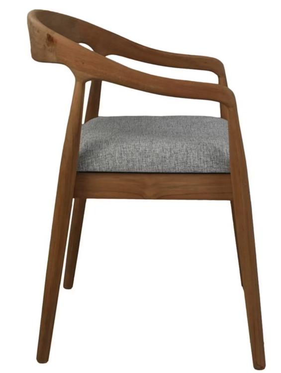 Hsm Collection Chaise de salle à manger Modena - Teck et gris - Design intemporel - 55 × 41 × 78 cm