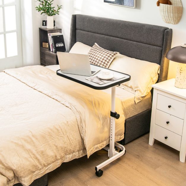 Table de lit Coast - réglable et inclinable - jusqu'à 20 kg - 61 x 43,5 x 73-93 cm - blanc