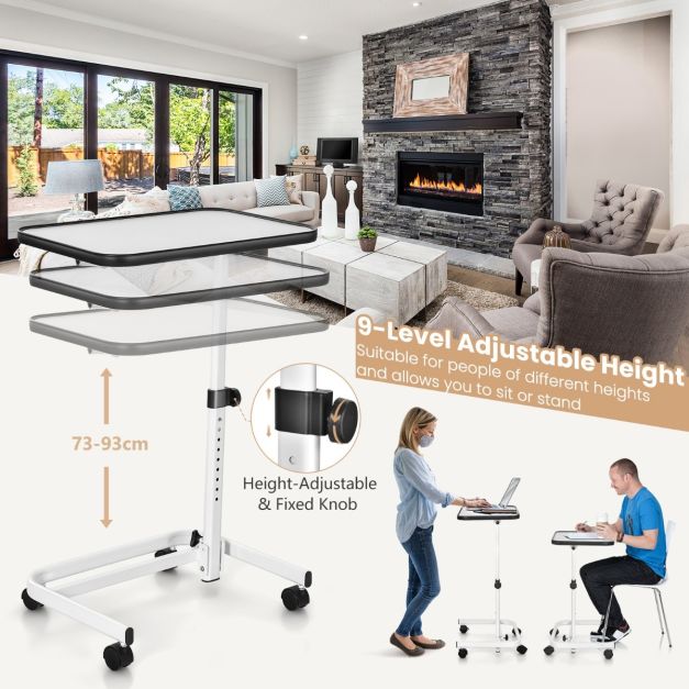 Table de lit Coast - réglable et inclinable - jusqu'à 20 kg - 61 x 43,5 x 73-93 cm - blanc