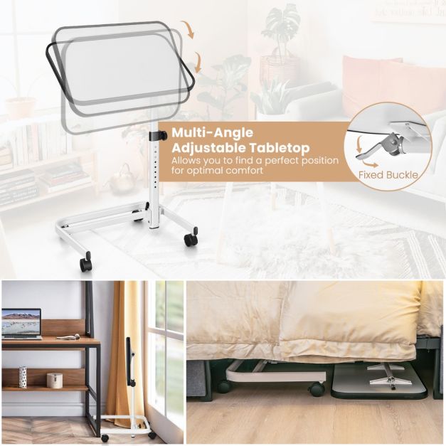 Table de lit Coast - réglable et inclinable - jusqu'à 20 kg - 61 x 43,5 x 73-93 cm - blanc