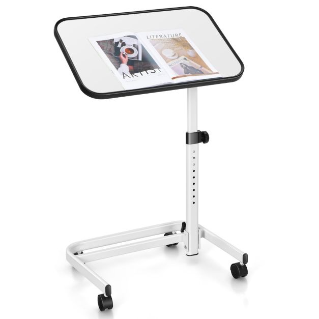 Table de lit Coast - réglable et inclinable - jusqu'à 20 kg - 61 x 43,5 x 73-93 cm - blanc