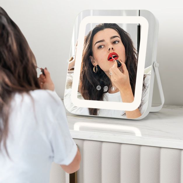 Coast Make-Up Mirror - 3 Colour LED - 360° Rotative - 240V - 27.5 x 3 x 31cm - Blanc
