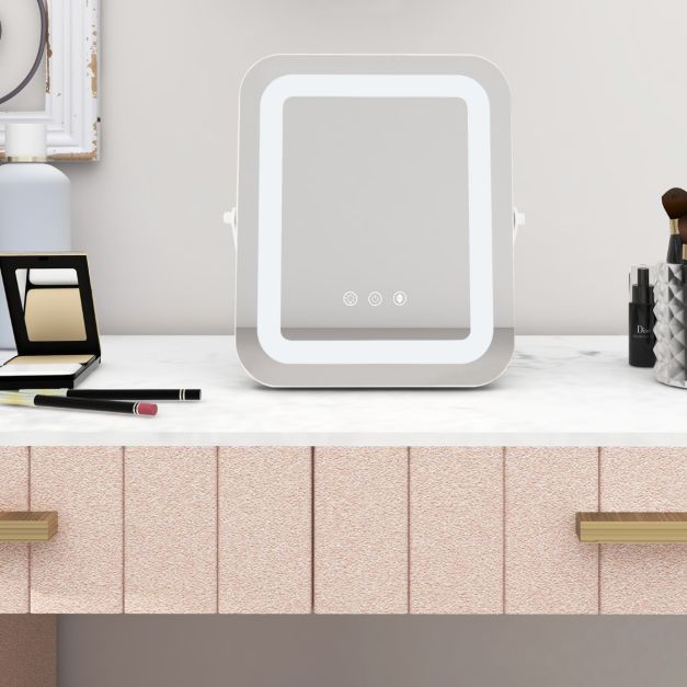 Coast Make-Up Mirror - 3 Colour LED - 360° Rotative - 240V - 27.5 x 3 x 31cm - Blanc