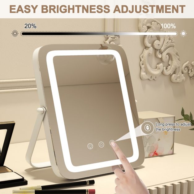 Coast Make-Up Mirror - 3 Colour LED - 360° Rotative - 240V - 27.5 x 3 x 31cm - Blanc