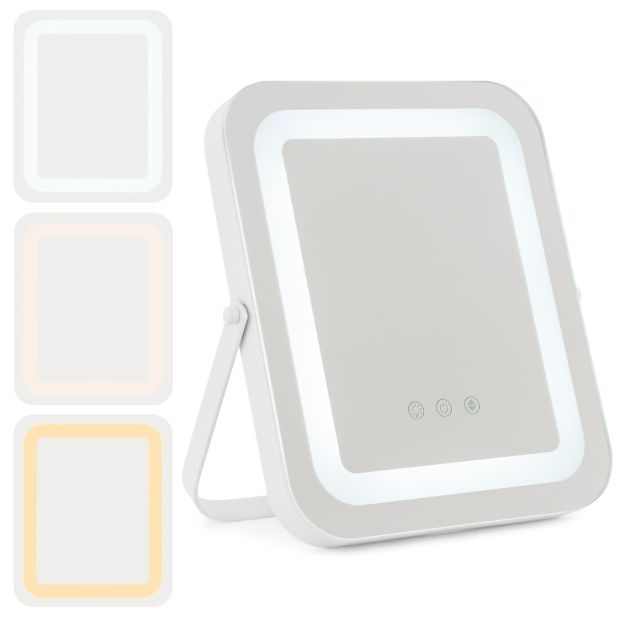 Coast Make-Up Mirror - 3 Colour LED - 360° Rotative - 240V - 27.5 x 3 x 31cm - Blanc