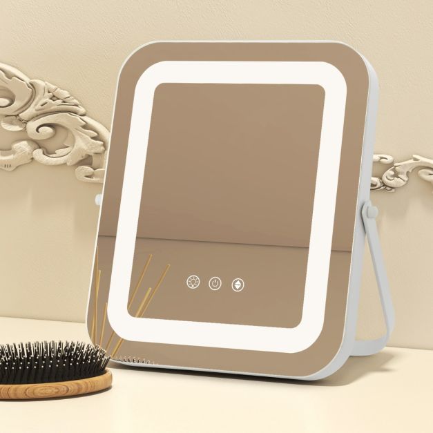 Coast Make-Up Mirror - 3 Colour LED - 360° Rotative - 240V - 27.5 x 3 x 31cm - Blanc