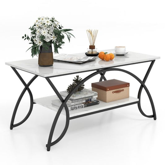 Table basse Coast - Marblelock - Structure métallique - 100 x 50 x 45 cm - Noir/Blanc