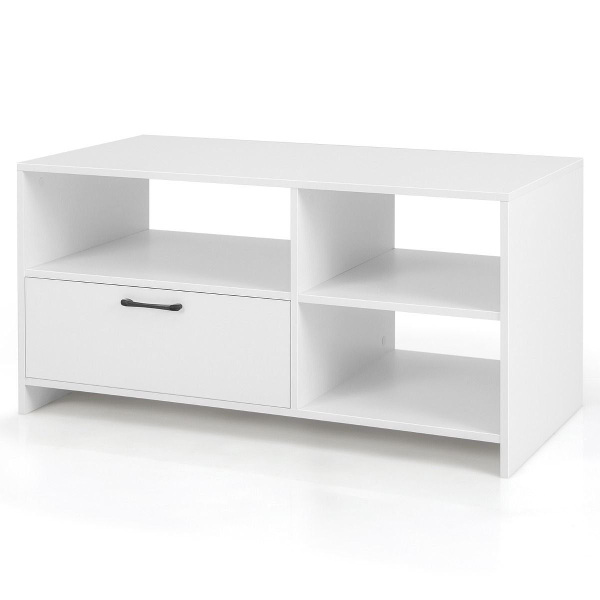 Coast TV Cabinet Lowboard 104.5 x 51.5 x 52 cm White with Drawer and Open Compartments for Televisions up to 50 Inch