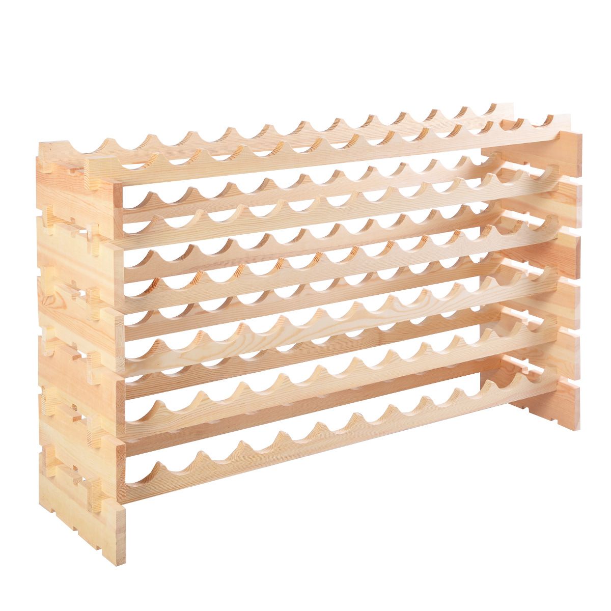 Coast Wooden Bottle Rack - Capacité pour 72 bouteilles - 6 niveaux - 119 x 29 x 72 cm - Bois de pin