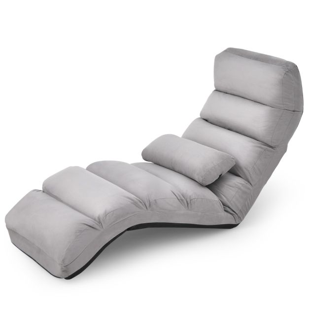 Chaise de sol pliable Coast - Faux cuir - Gris - 175x55x20 cm