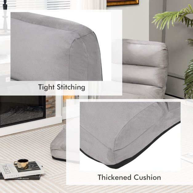 Chaise de sol pliable Coast - Faux cuir - Gris - 175x55x20 cm