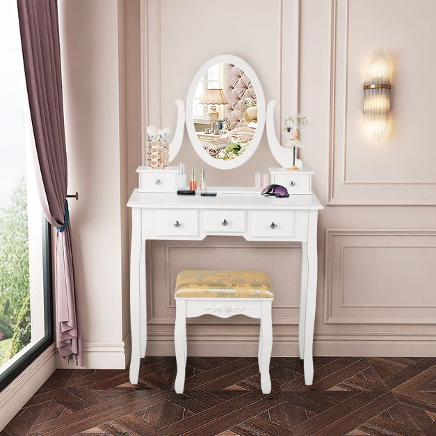 Coast Table à langer - Rotation 360° - MDF - Tabouret inclus - 80 x 40 x 136 cm - Blanc