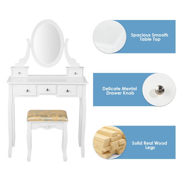 Coast Table à langer - Rotation 360° - MDF - Tabouret inclus - 80 x 40 x 136 cm - Blanc