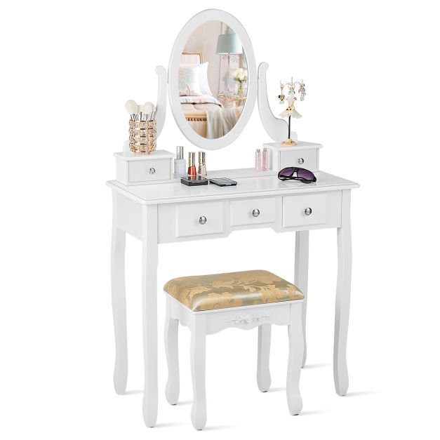 Coast Table à langer - Rotation 360° - MDF - Tabouret inclus - 80 x 40 x 136 cm - Blanc