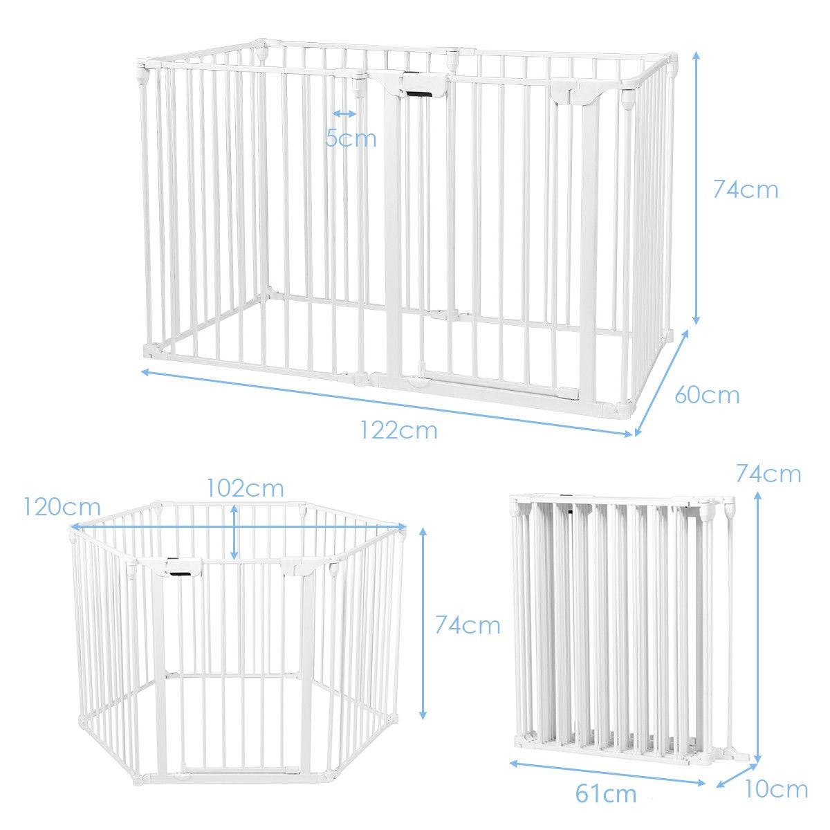 Coast Collapsible Fence - Nylon Plastic - 120 x 102 x 74cm - White