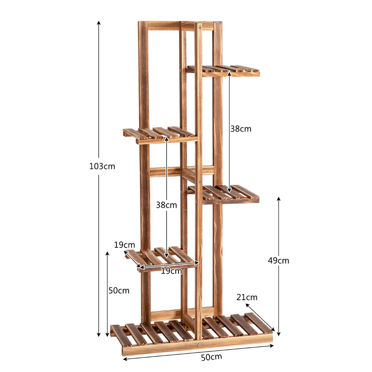 Coast 5-Layer Flower Rack Brown 50 x 21 x 103 cm - Porte-plantes en pin autoportant pour l'intérieur et l'extérieur