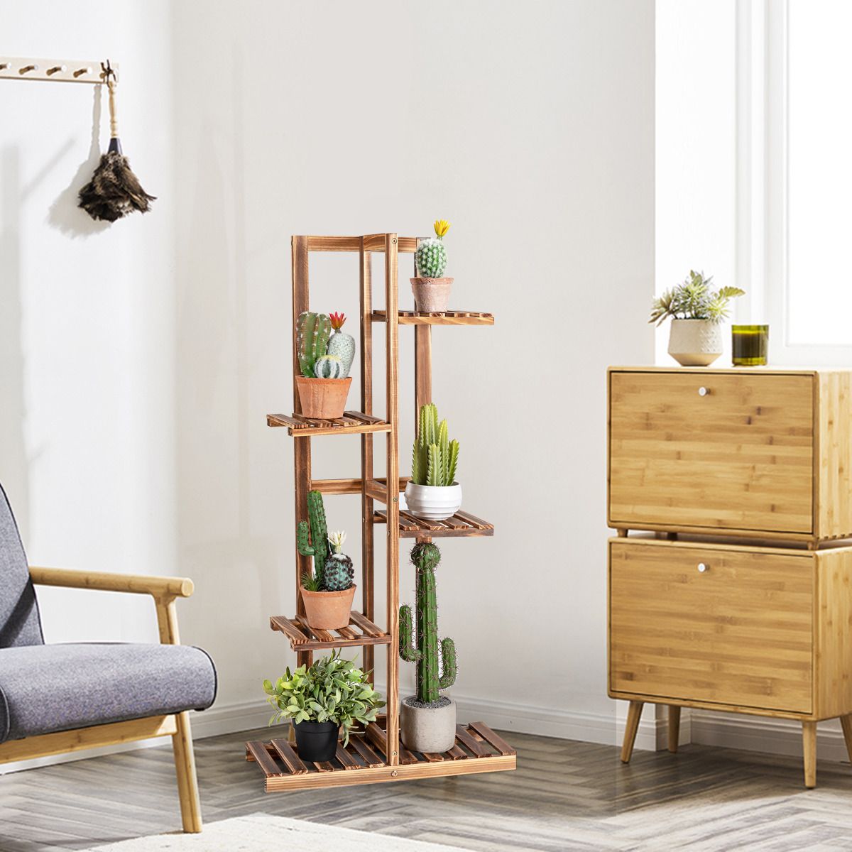 Coast 5-Layer Flower Rack Brown 50 x 21 x 103 cm - Porte-plantes en pin autoportant pour l'intérieur et l'extérieur