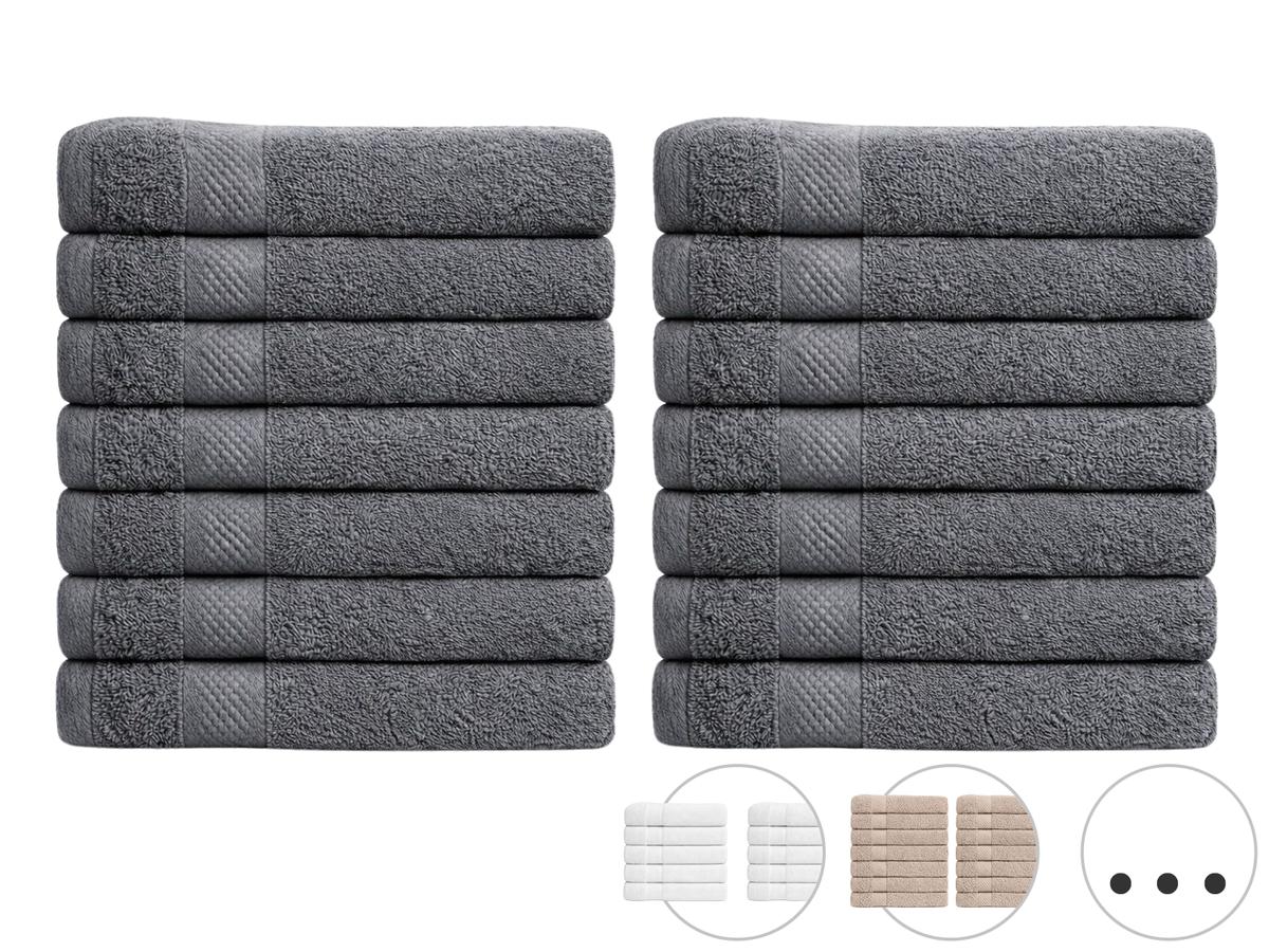 Lotus Towel 14x - 50 x 100 cm - Anthracite - Lot de 7x 2 pièces 500gr