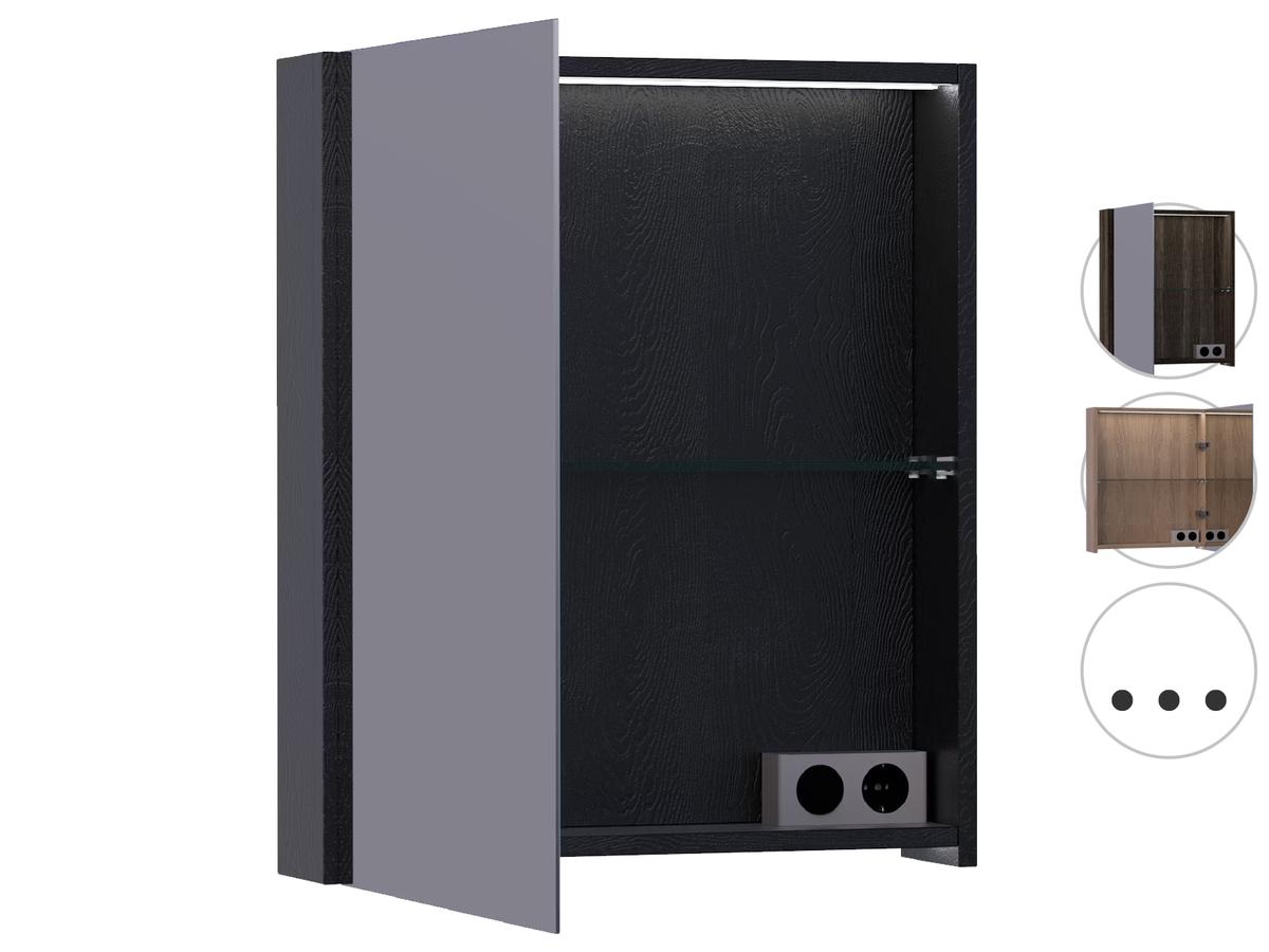 Brauer Dual 60 Armoire de toilette en bois noir - 60 cm - gaucher