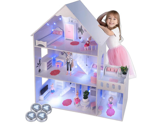 Série verte Grande maison de poupée en bois GS0023B-1 avec éclairage LED