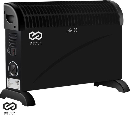 Infinity Goods Radiateur électrique convecteur - 750 / 1500 / 2000W - Thermostat réglable - Radiateur - Protection contre la surchauffe - 35m² - Noir