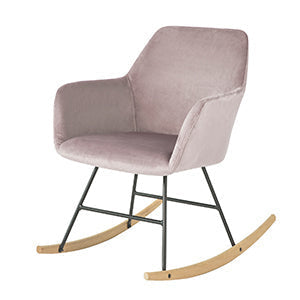 SoBuy Fauteuil à bascule - Rose - Velours - 48x75x75cm