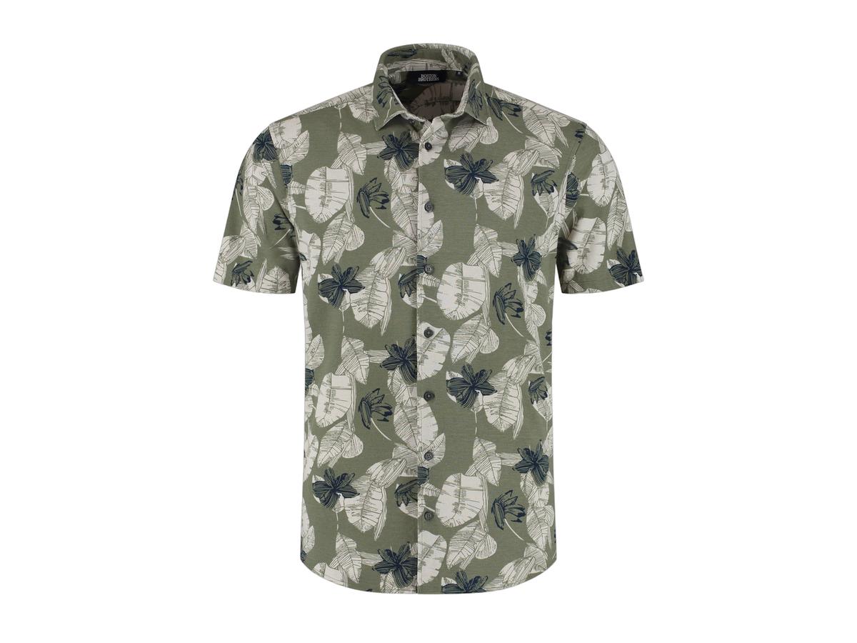 Boston Brothers AOP Pique Shirt Hommes XL Khaki BBO36S308-3023-4108 SS