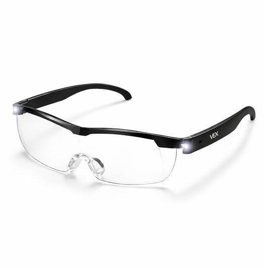 VEX - Lunettes loupe avec lumière LED - Grossissement 160% - Accessoires inclus - Noir