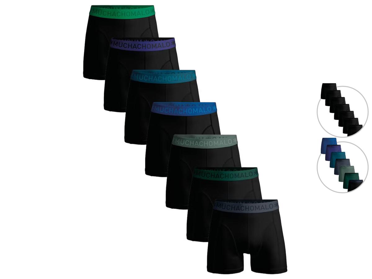 Muchachomalo Boxershorts solides Hommes 7-Pack - Noir - M