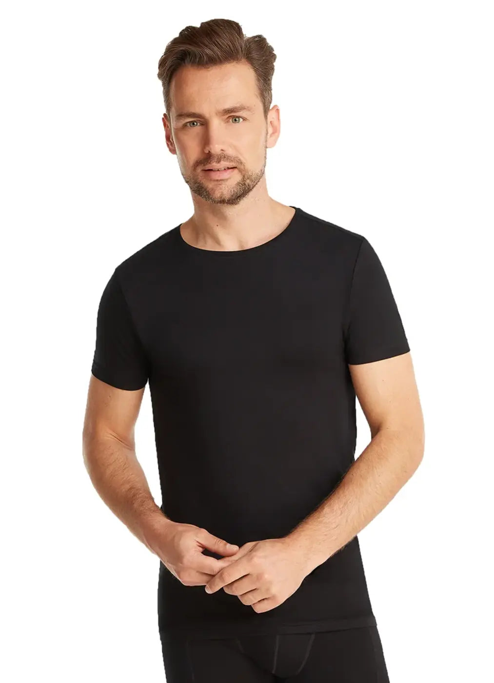3x Ten Cate - T-shirt homme Bamboo Basic - Col rond - Noir - Taille S