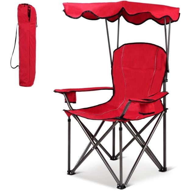 Chaise de pêche Coast - Chaise de camping - Avec porte-gobelet - Pliable - Rouge