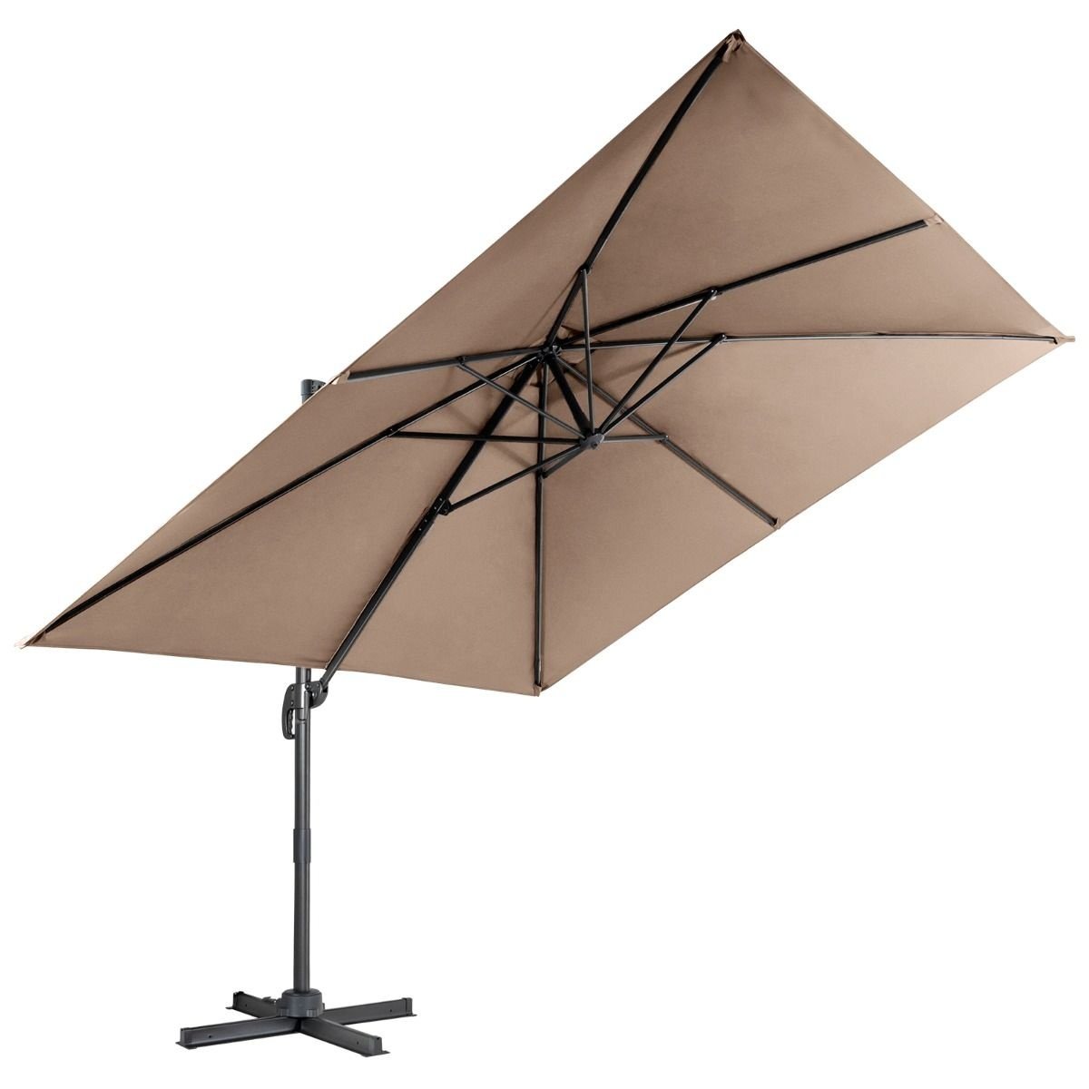 Parasol flottant Coast - inclinable - 300 x 300 x 273 cm - marron café