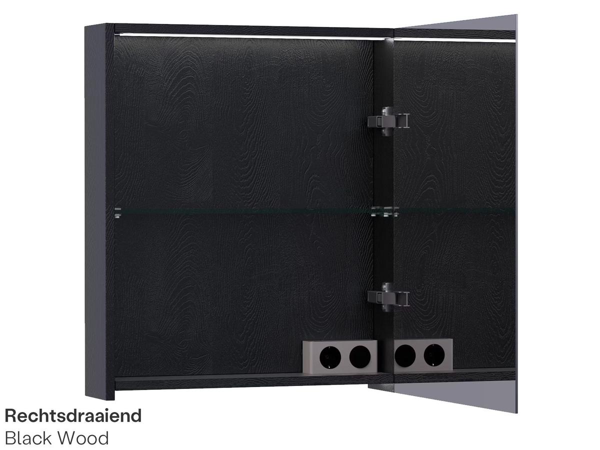 Brauer Dual 60 Armoire de toilette en bois noir - 60 cm - gaucher