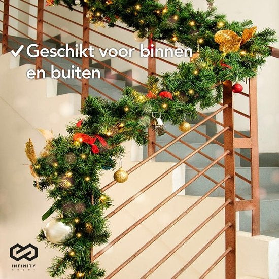 Infinity Goods Guirlande avec lumières - minuterie - décoration de Noël - 270CM - guirlande de Noël - décoration de Noël - 35 LED - vertes