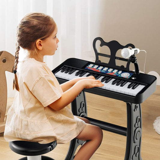 Coast Children's Piano - 37 touches - avec tabouret réglable et microphone - support amovible - noir