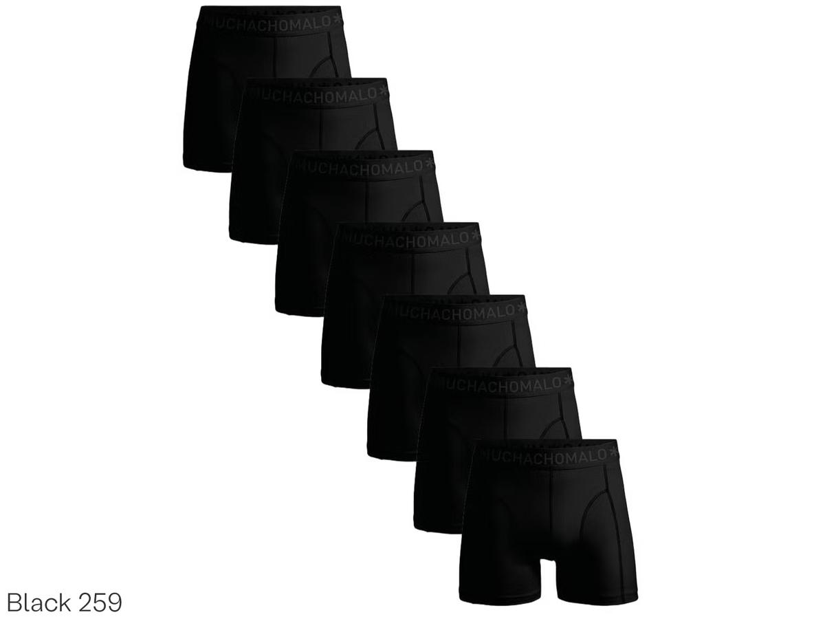 Muchachomalo Boxershorts solides Hommes 7-Pack - Noir - M