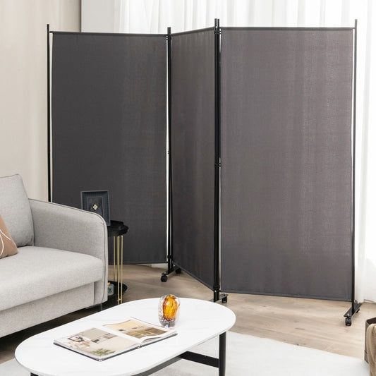 Coast 3-Panel Partition - 262 x 30 x 180 cm - Gris - Polyester/Métal