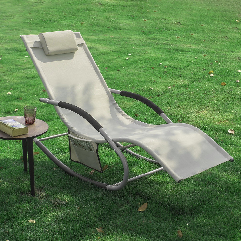 SoBuy Chaise Balançoire SoBuy - Lot de 2 - Structure Métallique - Beige