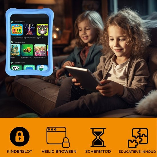 Tablette Denver pour enfant - Android 13 - Contrôle parental - 4GB RAM - 64GB mémoire interne - 8 pouces - . Etui pour tablette bleu et rose - TIO80105K