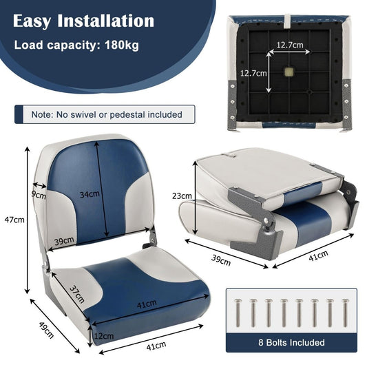 Coast Set de 2 chaises de bateau pliables avec dossier bas - Bleu