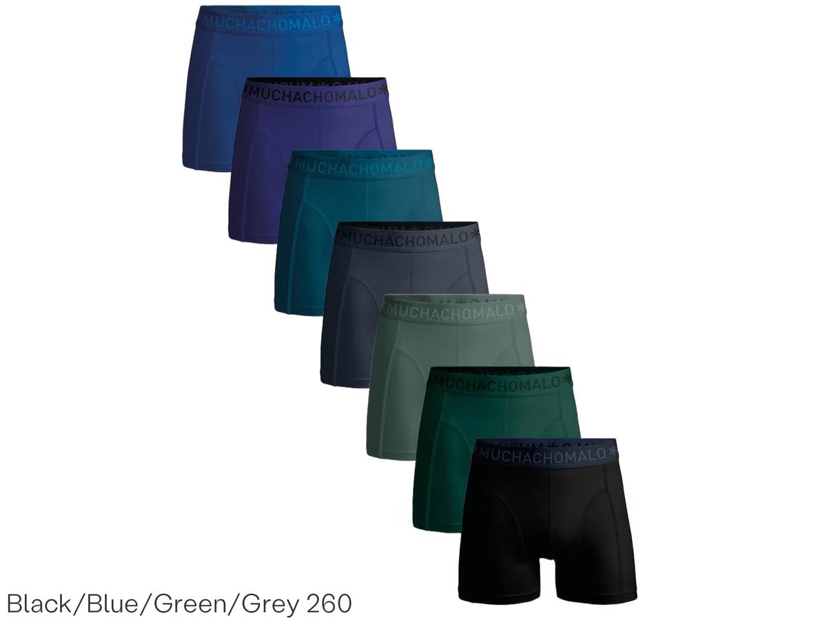 Muchachomalo Boxershorts solides Hommes 7-Pack - Noir - M